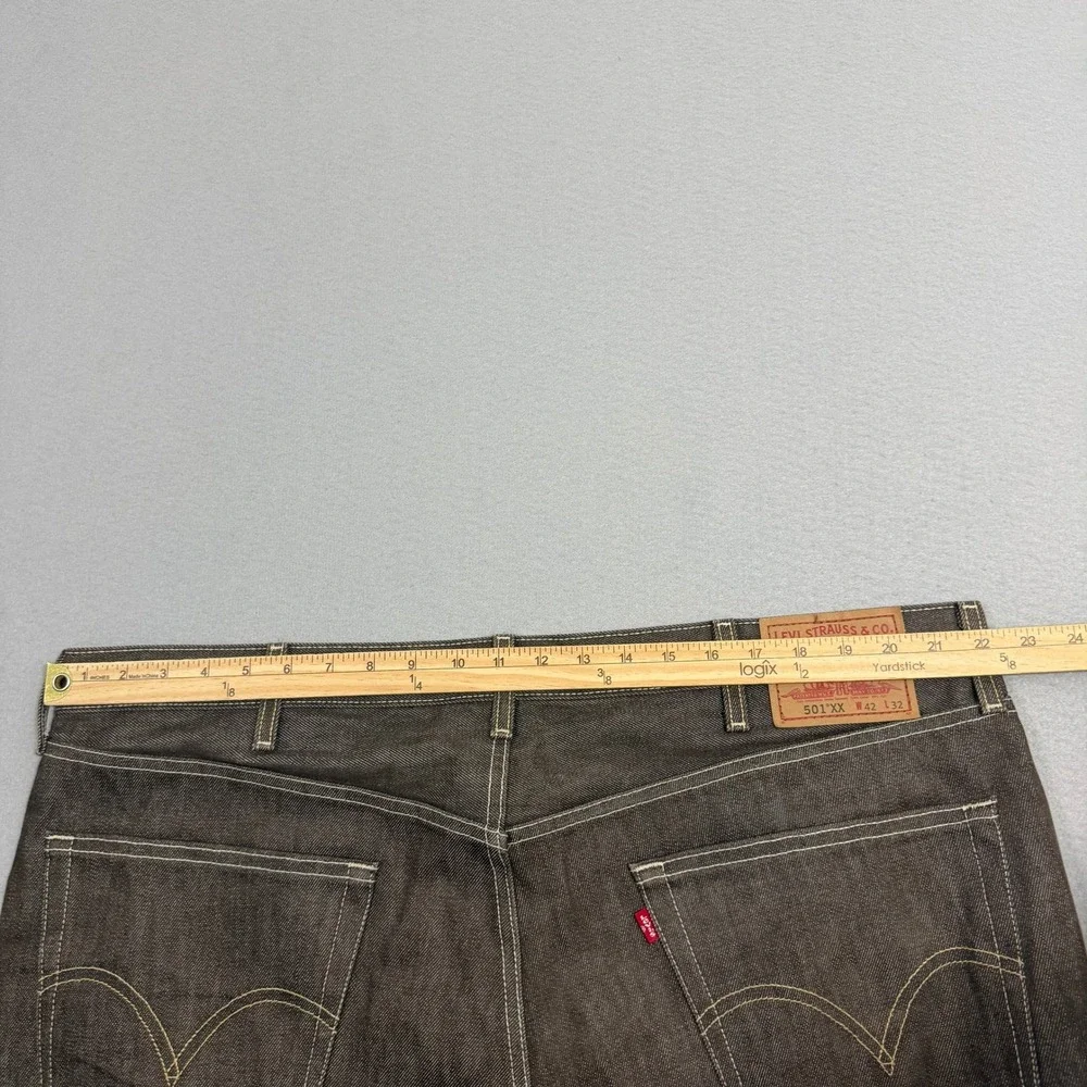 Vintage Levis 501xx Jeans Men 42x32 Brown Denim Button Fly 2005 Western Straight
